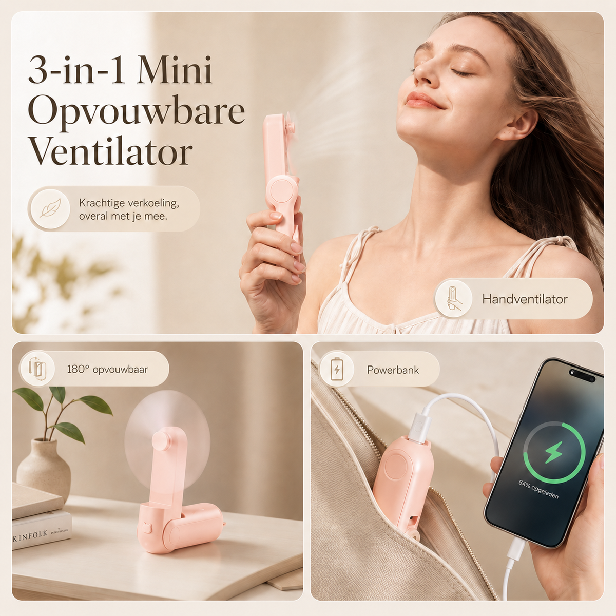 Draagbare Mini Ventilator | Altijd Verkoeling Binnen Handbereik